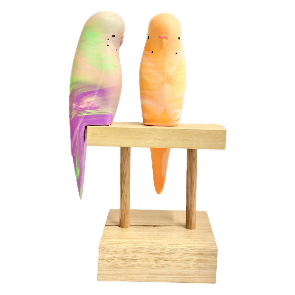 PETE CROMER - RESIN BUDGERIGAR #14 BUBBLEGUM COLOURFUL SWIRL