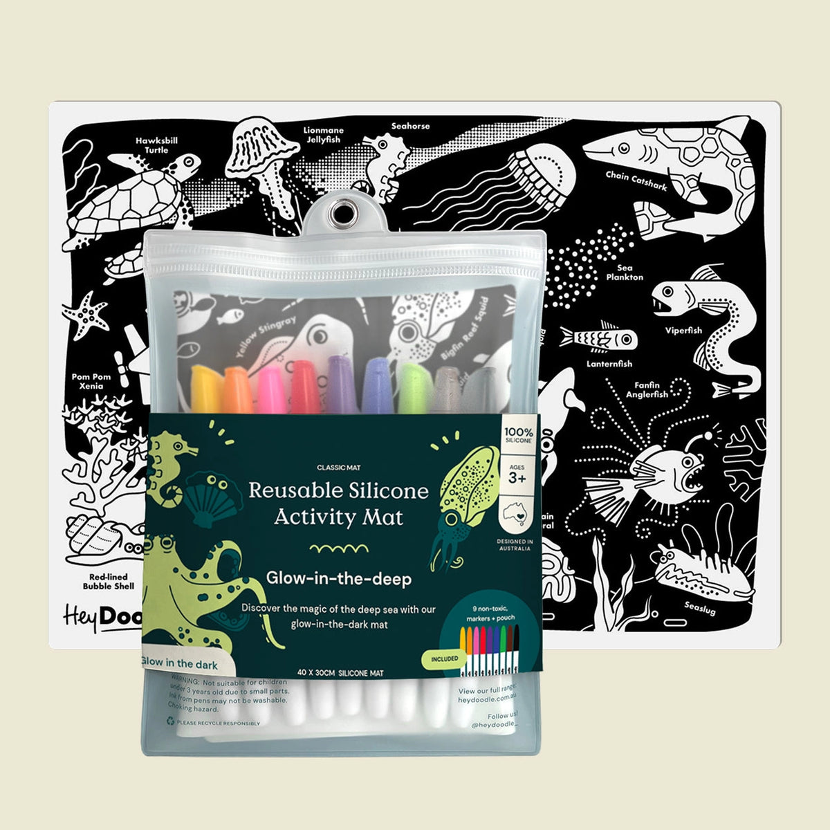 HEY DOODLE - GLO-IN-THE-DEEP - Classic Colouring & Doodle Mat