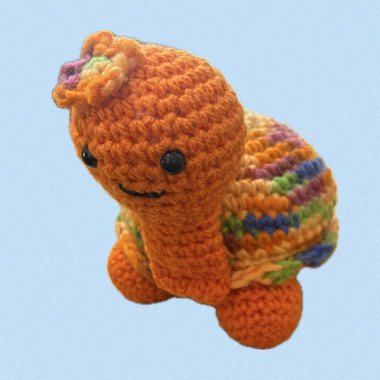 BEAKNITS- CROCHETED ORANGE TURTLE- MEDIUM
