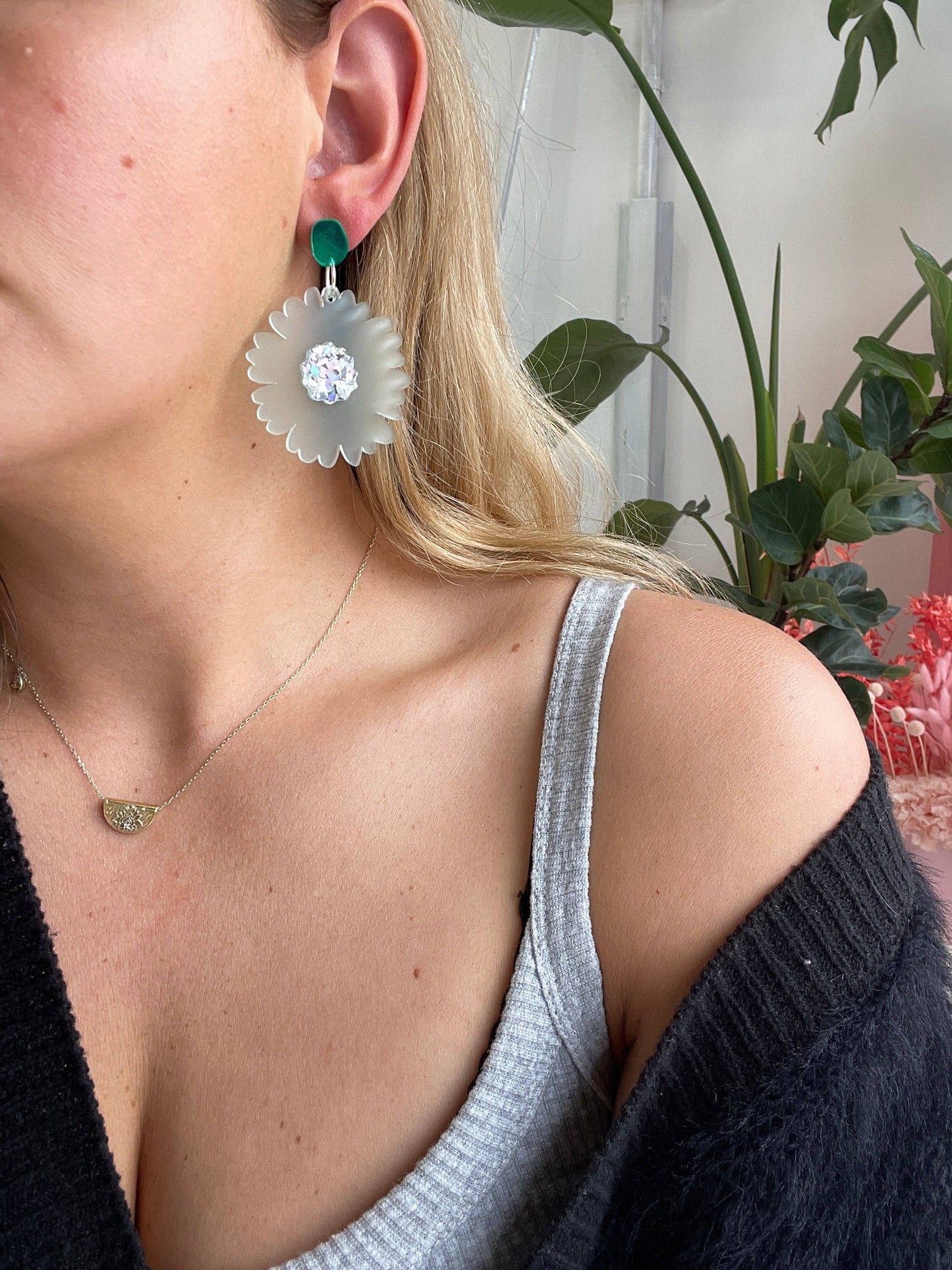 Emeldo- Florence Flower Earrings // select colour: Greens