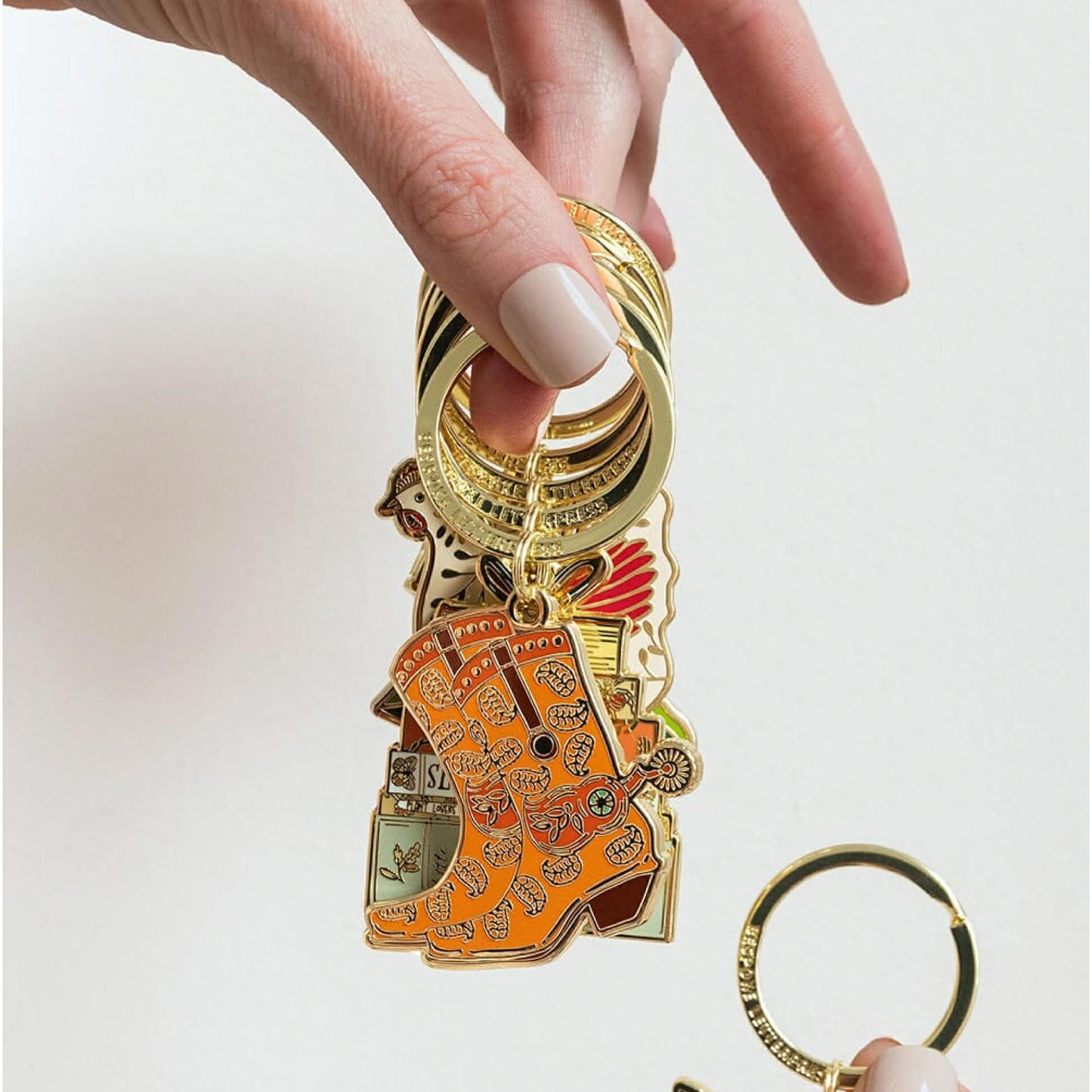 BESPOKE LETTERPRESS - Cowgirl Boots - Enamel Key Ring