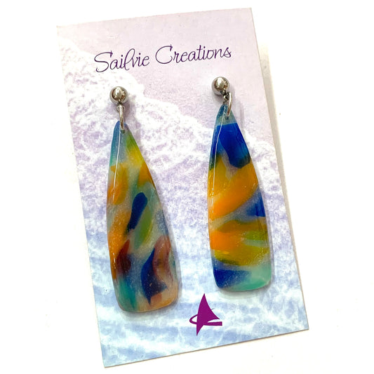Sailvie Creations - Translucent Primary Wedge Ball Stud Dangle Earrings