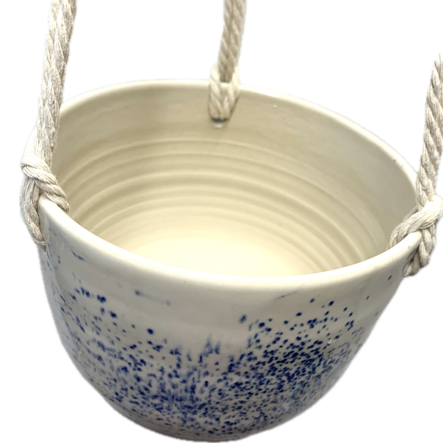 EARTH BY HAND- Blue & White Hanging Planter- #1