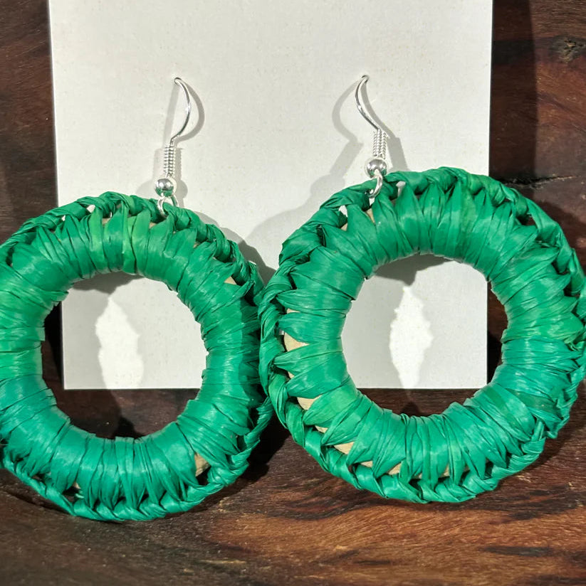 WEAVED BY ME - Indigenous Woven Biggies Hoop Earrings- Jolly Green