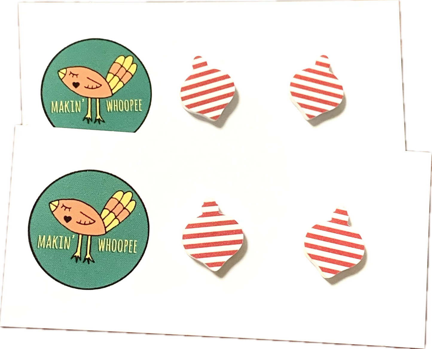 MAKIN' WHOOPEE - "Striped Baubles" CHRISTMAS STUDS