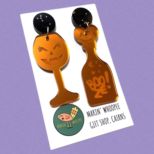 MAKIN' WHOOPEE - "Boo-ze" Stud Dangle Halloween Earrings