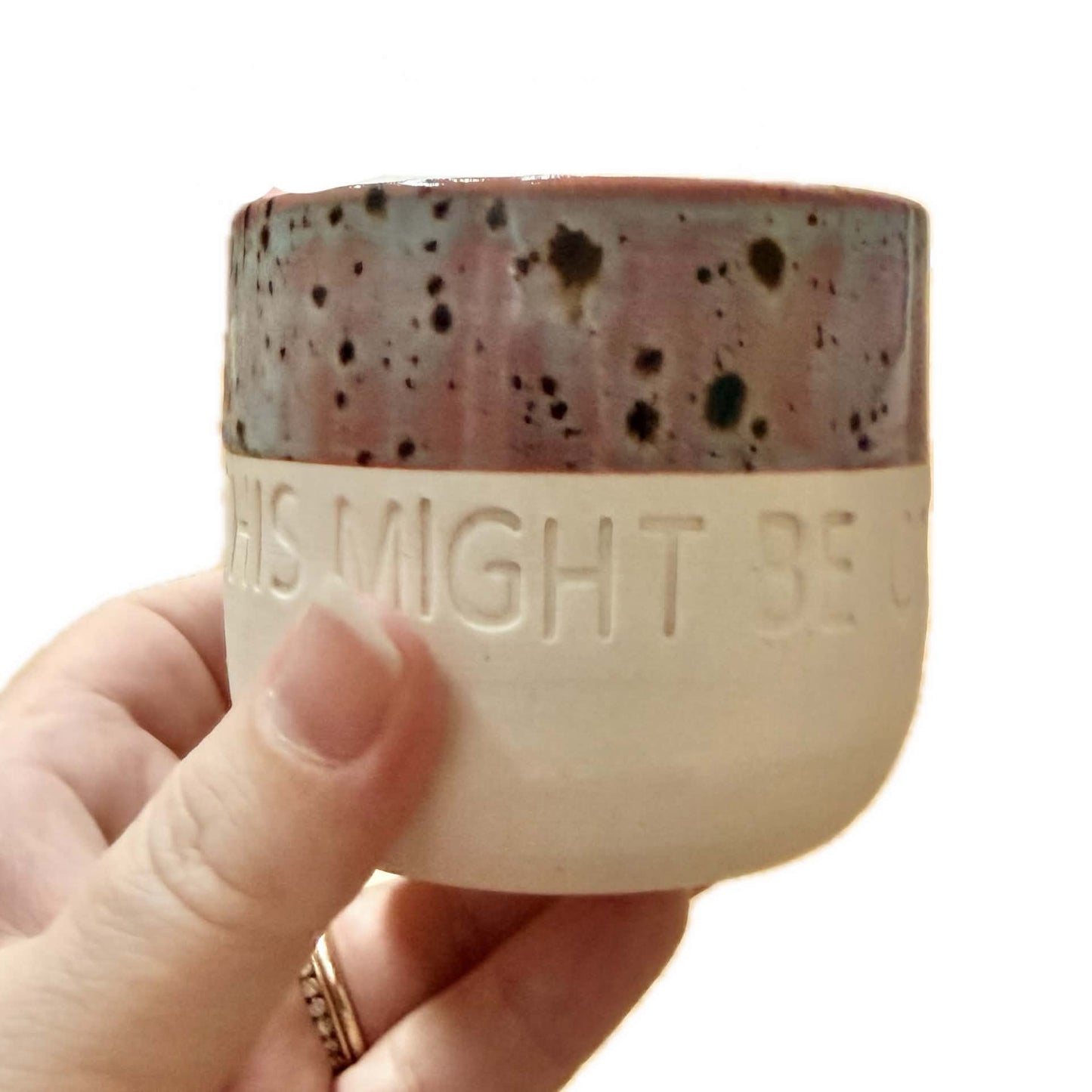 POTTERESS BY ALICIA - THIS MIGHT BE COFFEE - Hand Stamped Mug