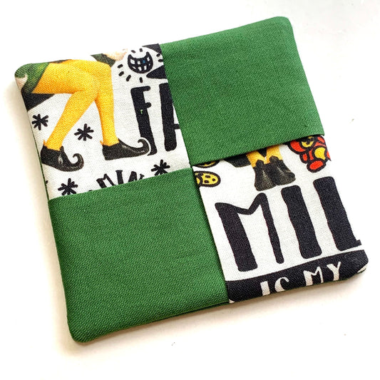 MUMMA WHOOPEE- SINGLE CHRISTMAS WINE GLASS SLIPPER/COASTERS- Buddy & Green