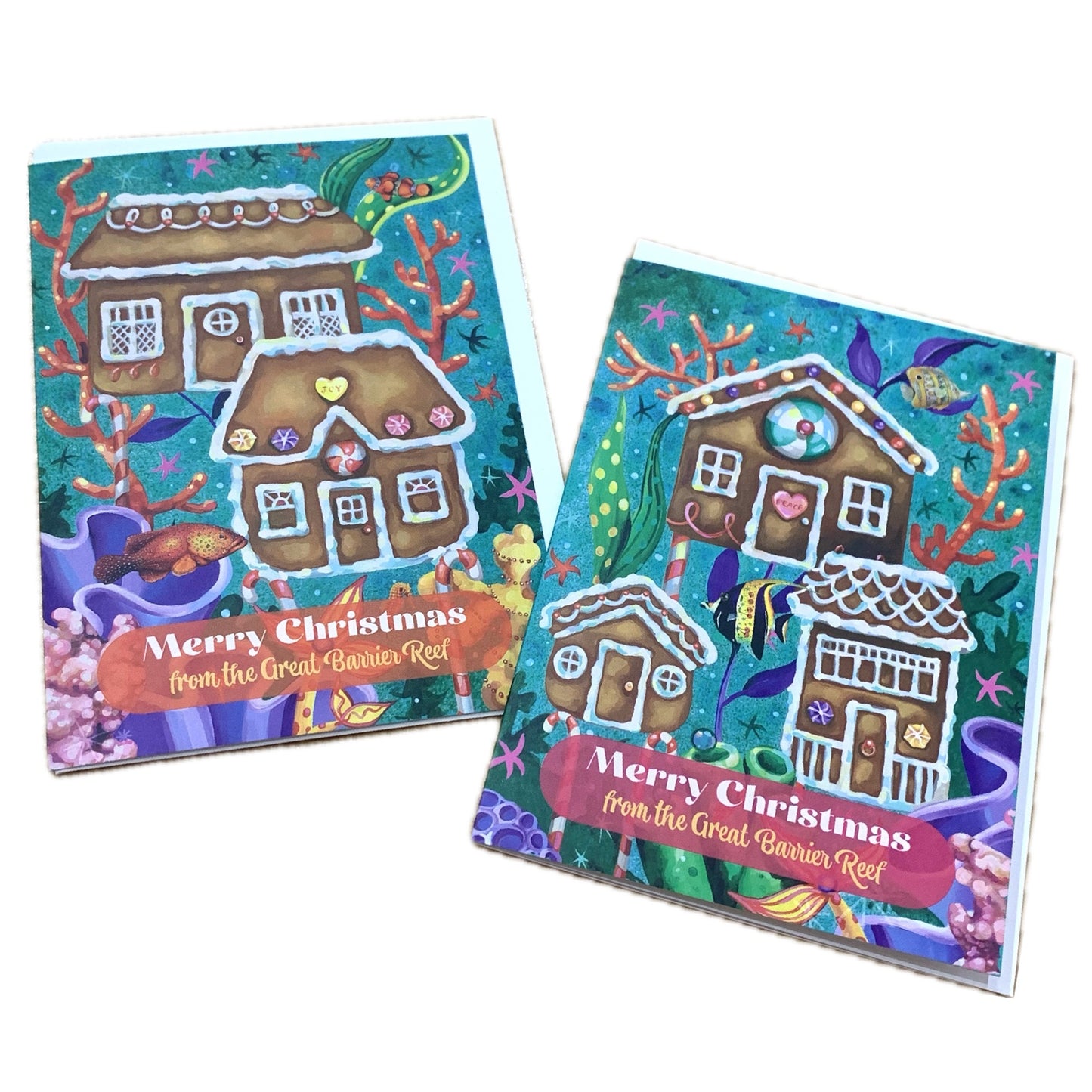 HAYLEY GILLESPIE - CHRISTMAS CARD - Gingerbread Reef- 3 Houses