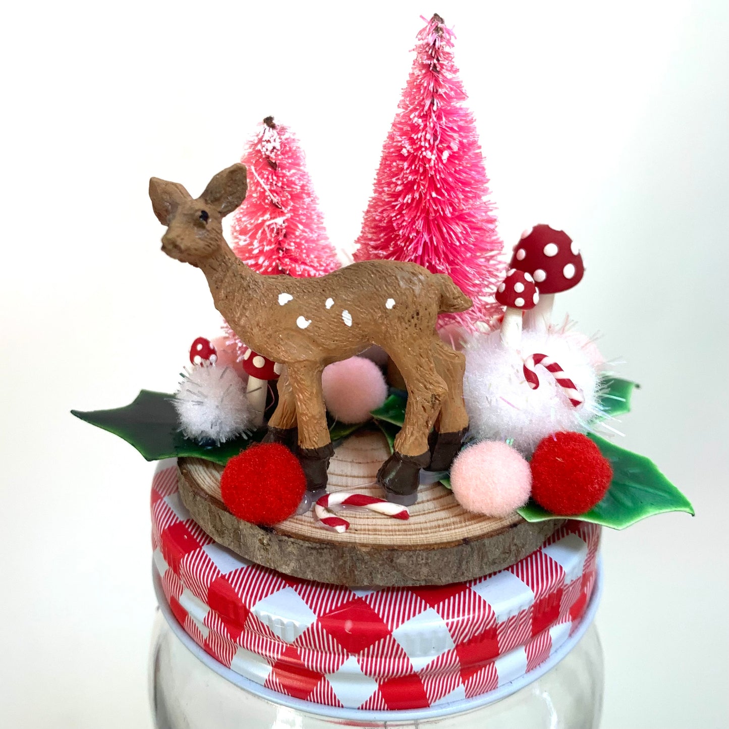 THIS BIRD HAS FLOWN- Christmas Jar Decoration- Medium Pinkmas Deer