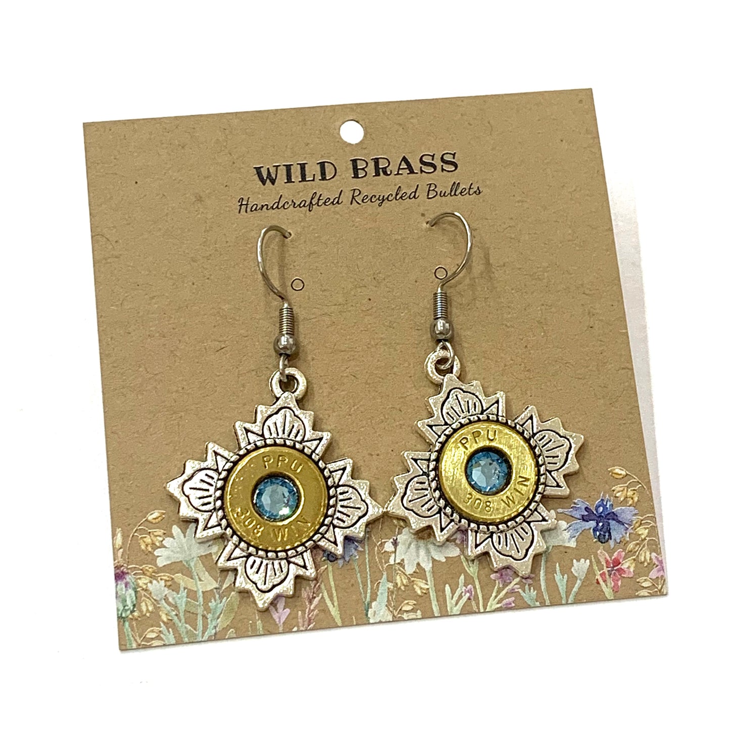 WILD BRASS- Cross Drops- Light Blue Swarovski Crystal