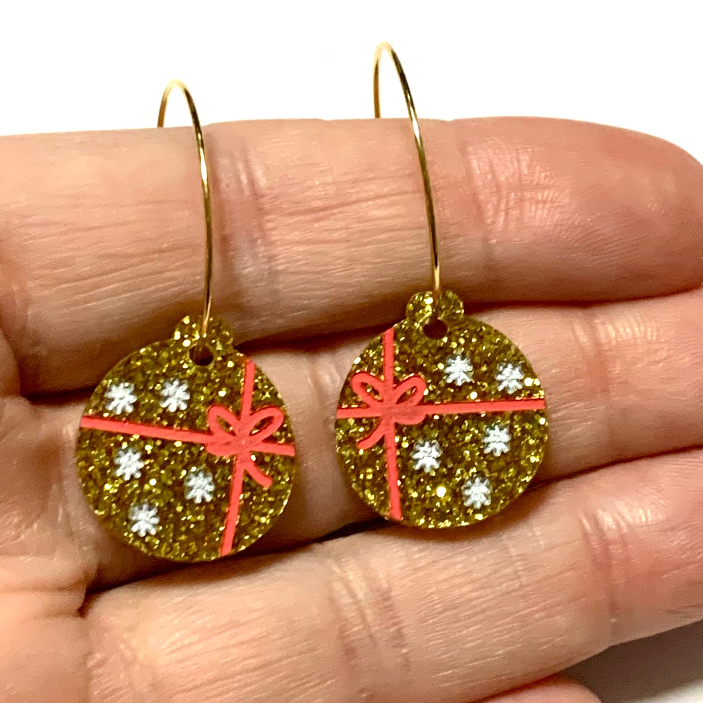 MAKIN' WHOOPEE - “Little Gold Bauble” CHRISTMAS HOOP DANGLES