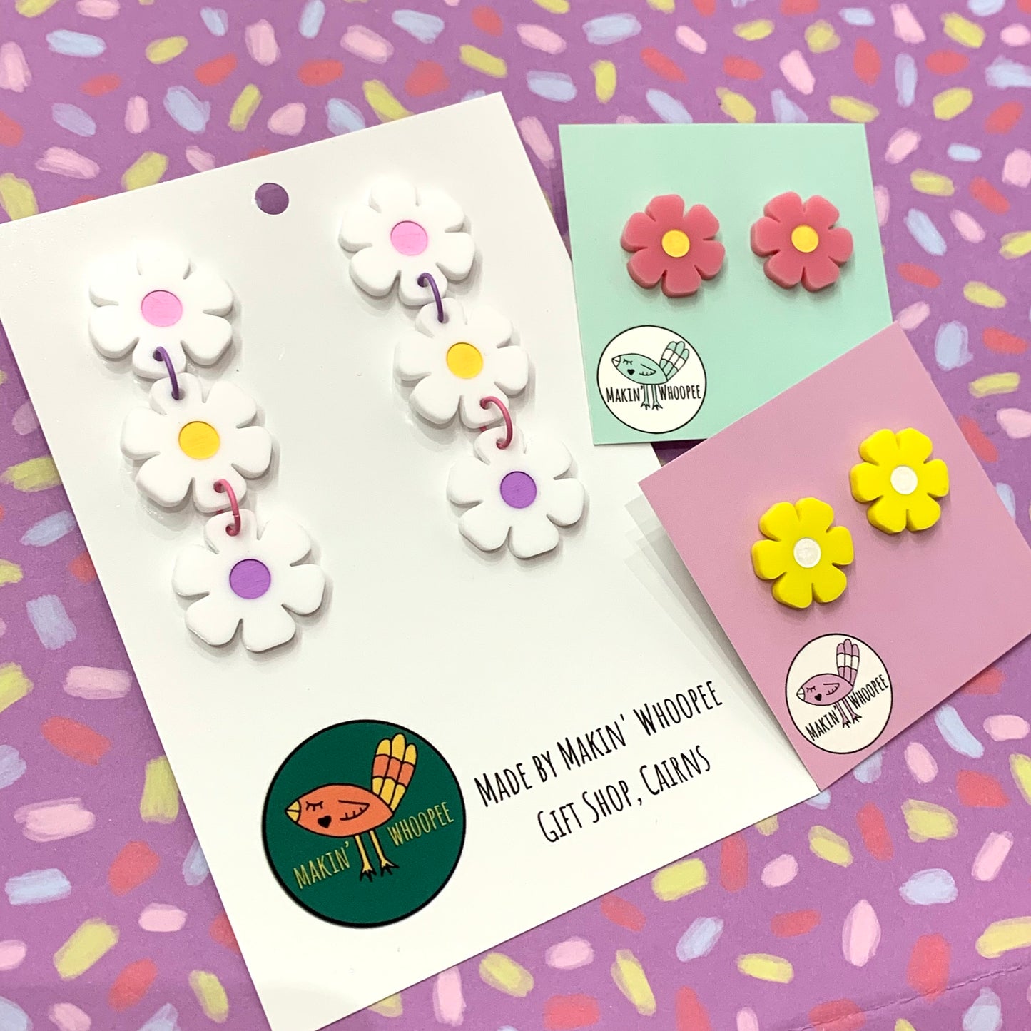 MAKIN' WHOOPEE - Cutie Bloom Studs- Yellow & White