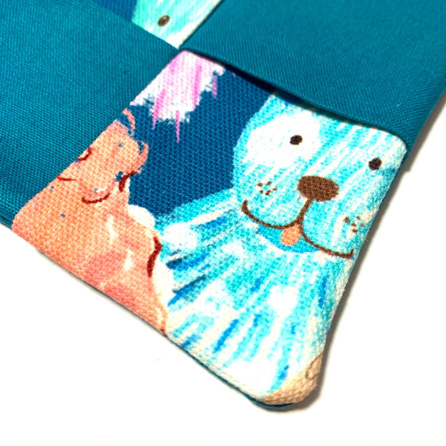 MUMMA WHOOPEE- SINGLE WINE GLASS SLIPPER/COASTERS- Dogs & Teal