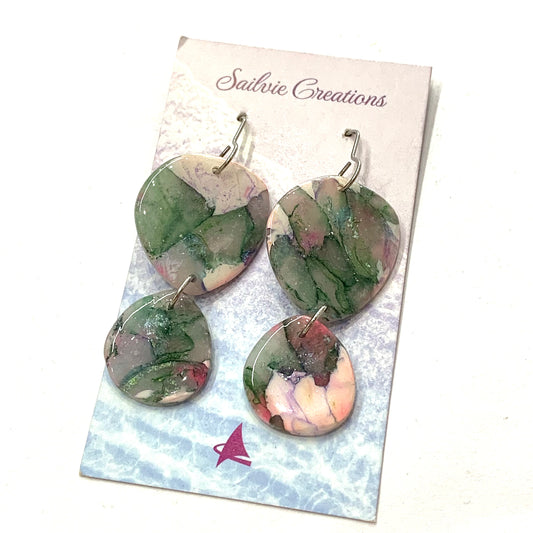 Sailvie Creations - Marbled Double Hook Dangle Earrings