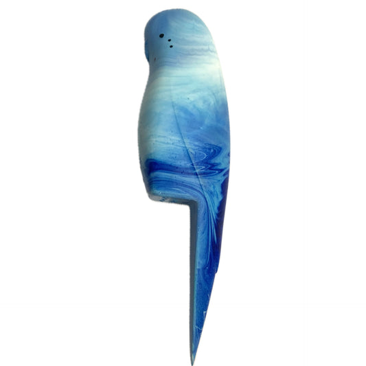 PETE CROMER - RESIN BUDGERIGAR #10- Blue Boy Swirl