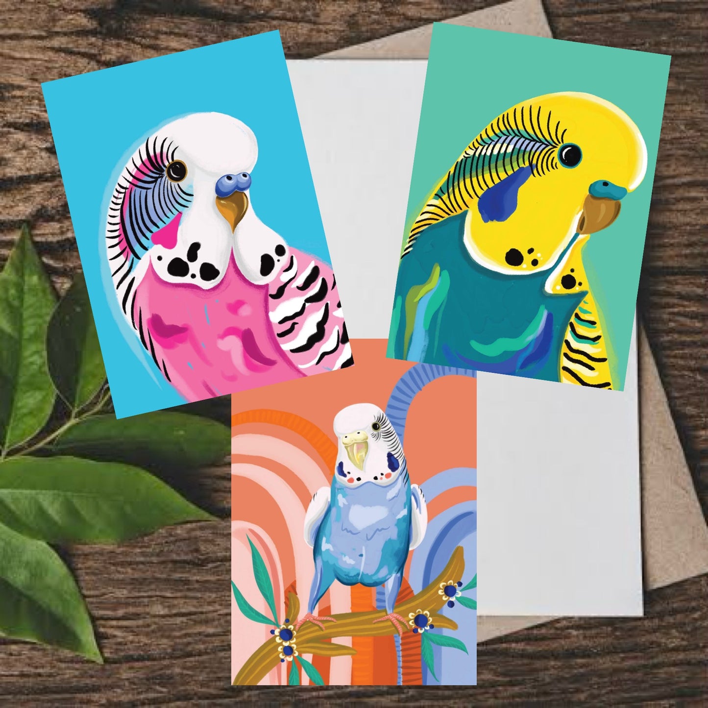 NUOVO - Yellow Budgie Blank Greeting Card- By Emma Whitelaw