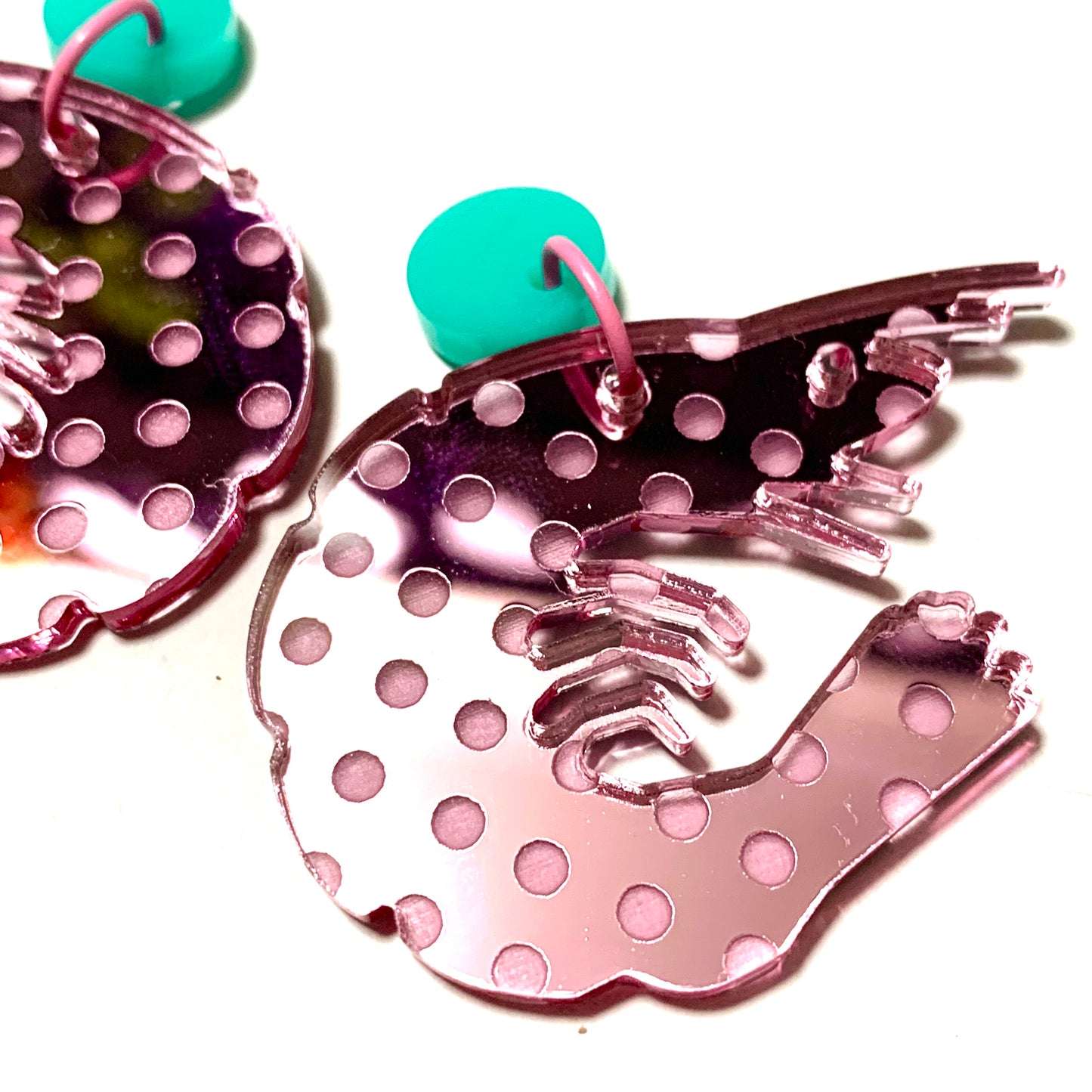 MAKIN' WHOOPEE - Spotty Pink Prawn- Stud Dangles