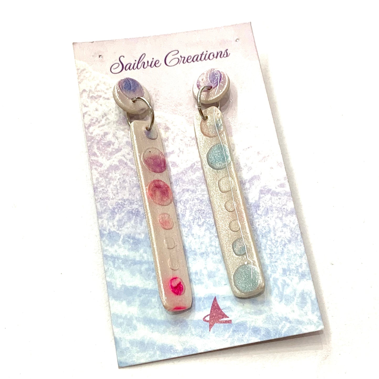 Sailvie Creations - Orbs Long Rectangle Stud Top Dangle Earrings