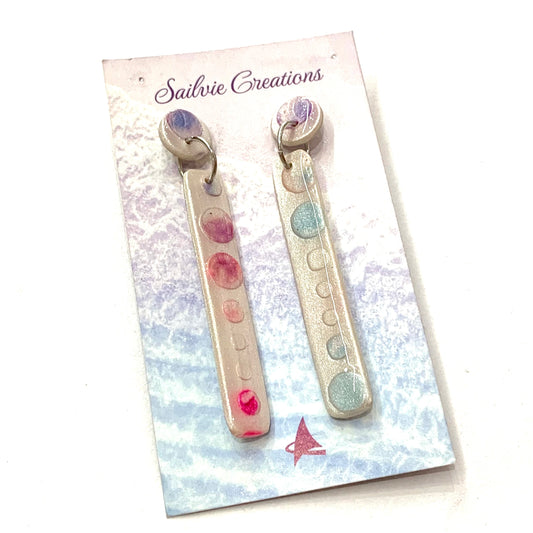 Sailvie Creations - Orbs Rectangle Stud Top Dangle Earrings