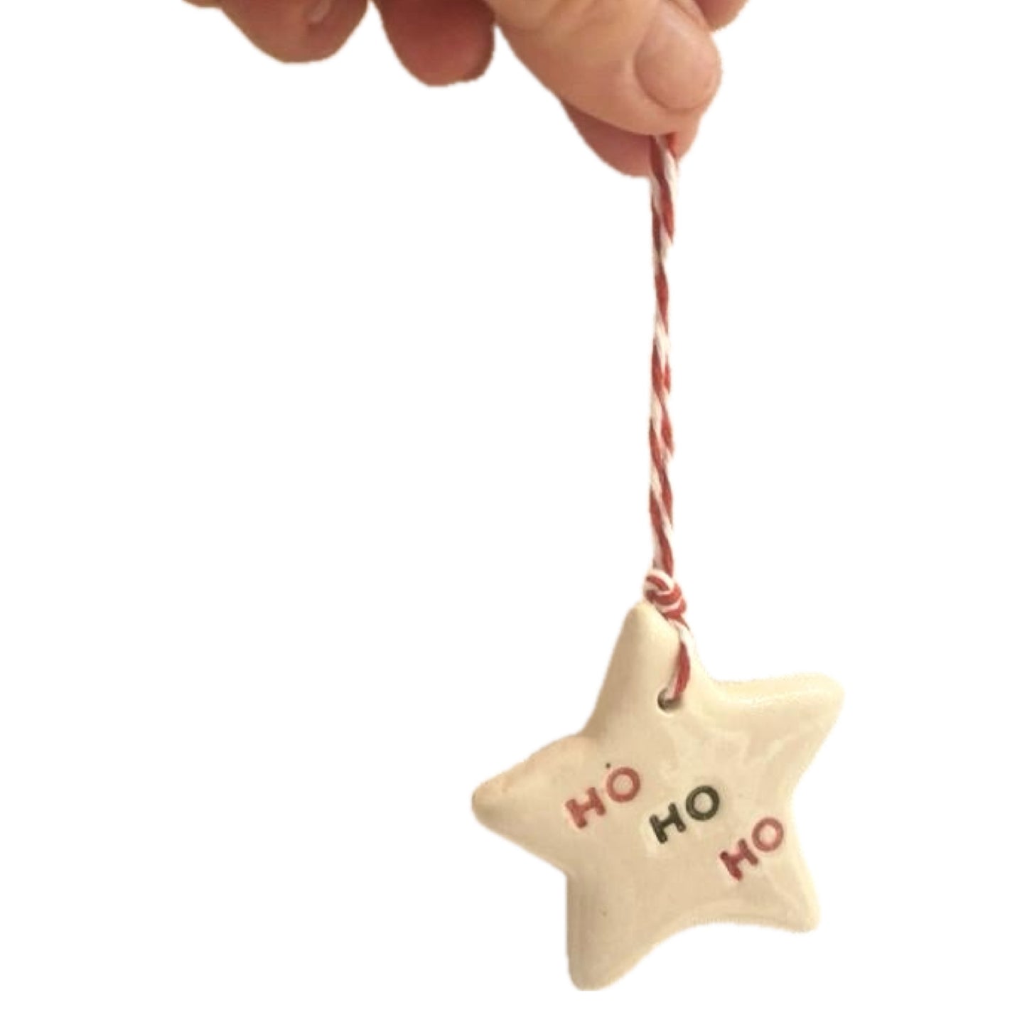 EARTH BY HAND- Clay Star Christmas Decorations- HO HO HO