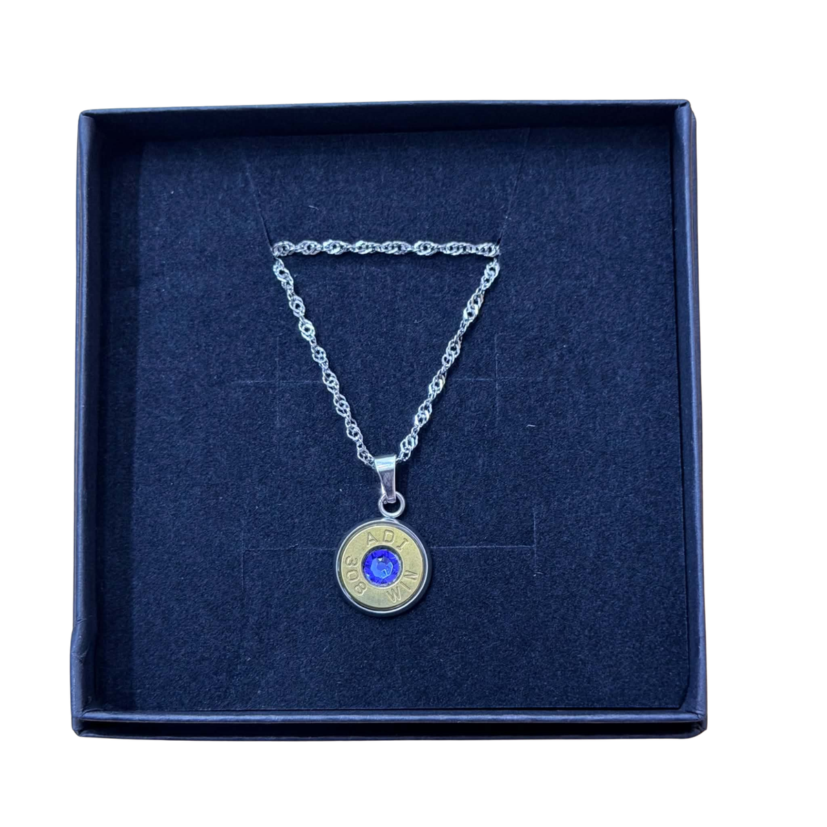 WILD BRASS- Pendant Necklace with Dark Blue Swarovski Crystals
