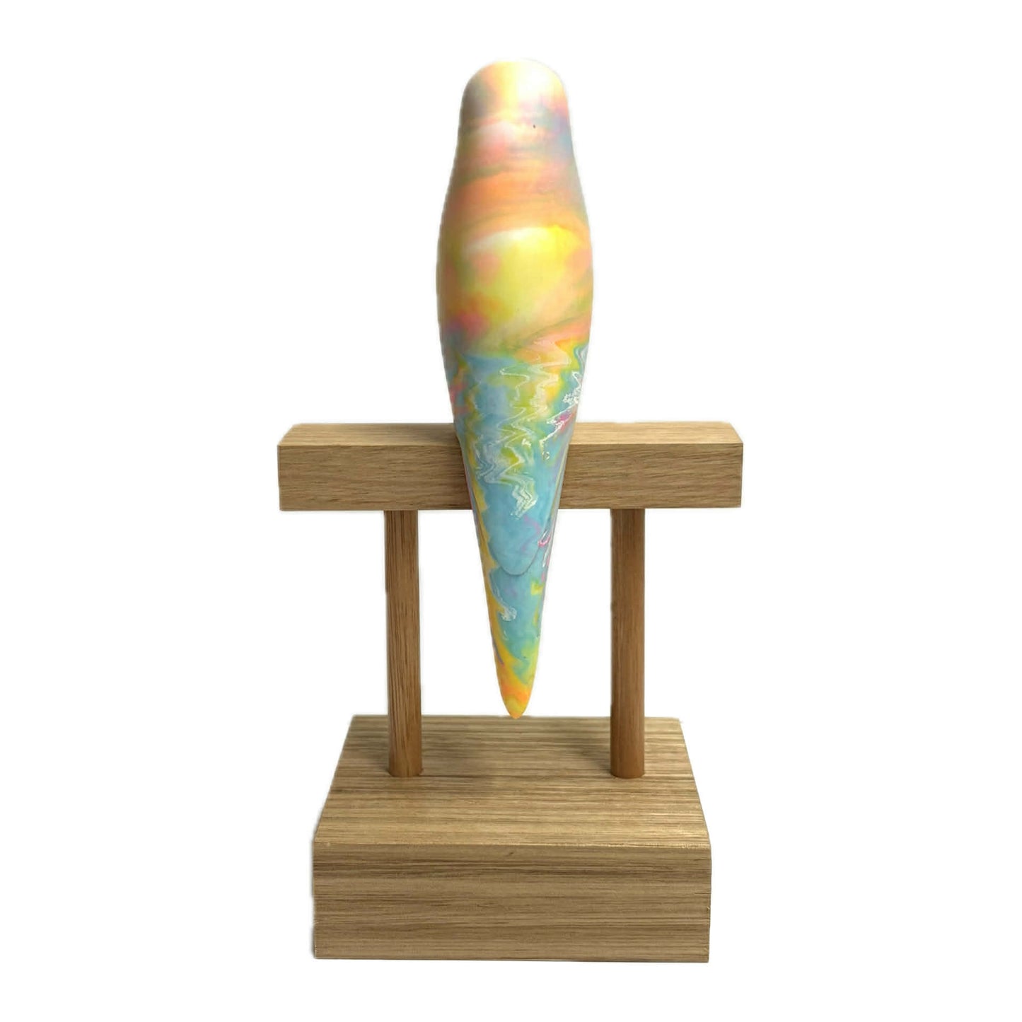 PETE CROMER - RESIN BUDGERIGAR #4 - Gelato Pink, Purple, Orange, Blue Swirl