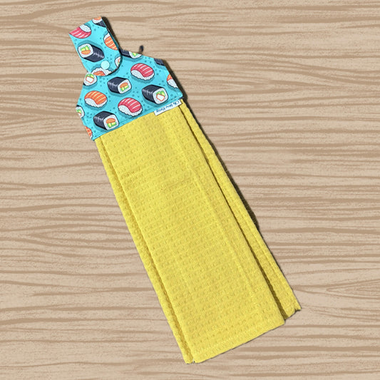 OH SEW ROSY: Hanging Towels - Sushi - mustard towel