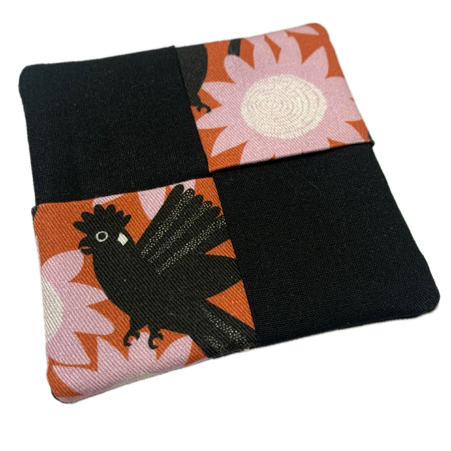 MUMMA WHOOPEE- SINGLE WINE GLASS SLIPPER/COASTERS- Black Cockatoos & Black