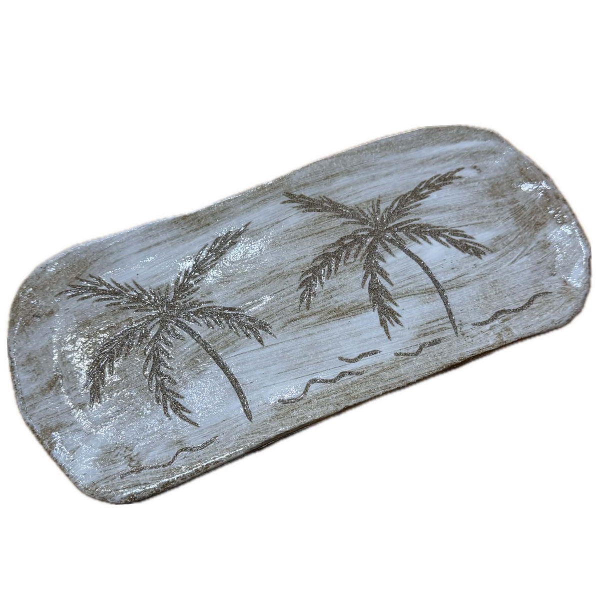 EARTH BY HAND- Hand Built "Palm Tree" Platter
