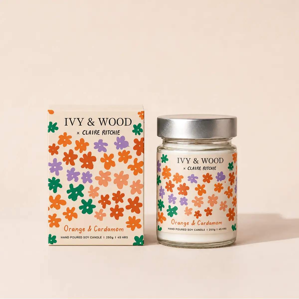 IVY & WOOD - Orange & Cardamom Soy Candle - Bloom X Claire Ritche Limited Edition