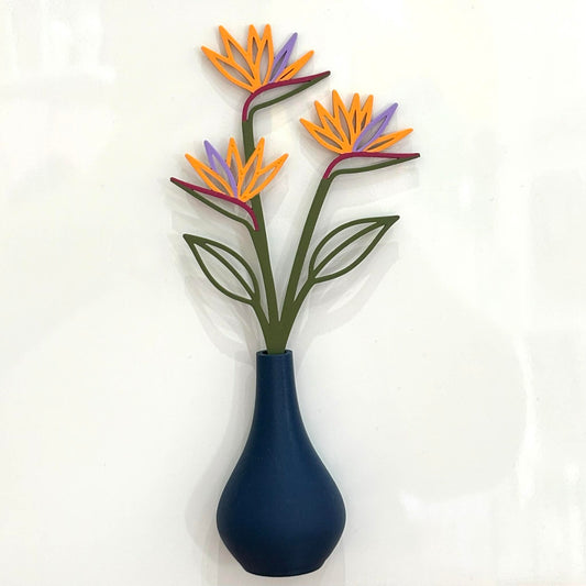DWAYNSKI.3D - BIRD OF PARADISE - MAGNETIC BUD VASE WITH PRINTED FLOWER STEM