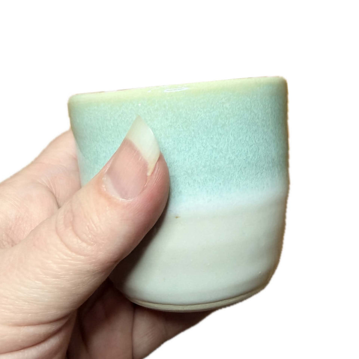 EARTH BY HAND- Espresso/Piccolo Cups- Seafoam Blue Glaze