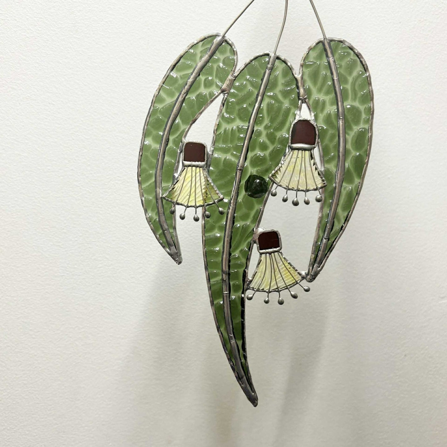 SWAN GLASS -EUCALYPTUS FLOWERS YELLOWS - STAINED GLASS ORNAMENT