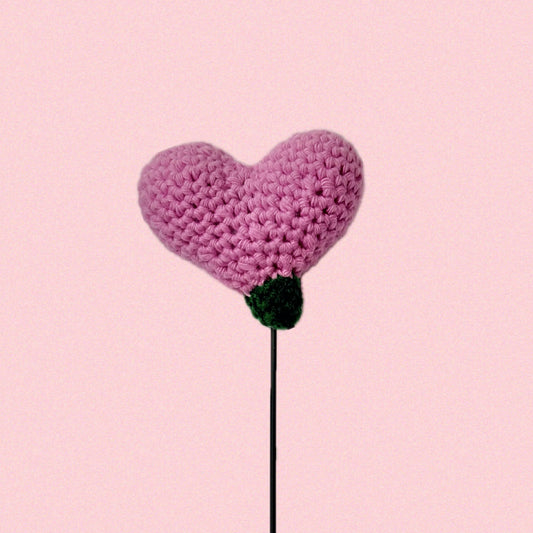 HOOKED BY JEN- Heart Flower Single - Light Pink