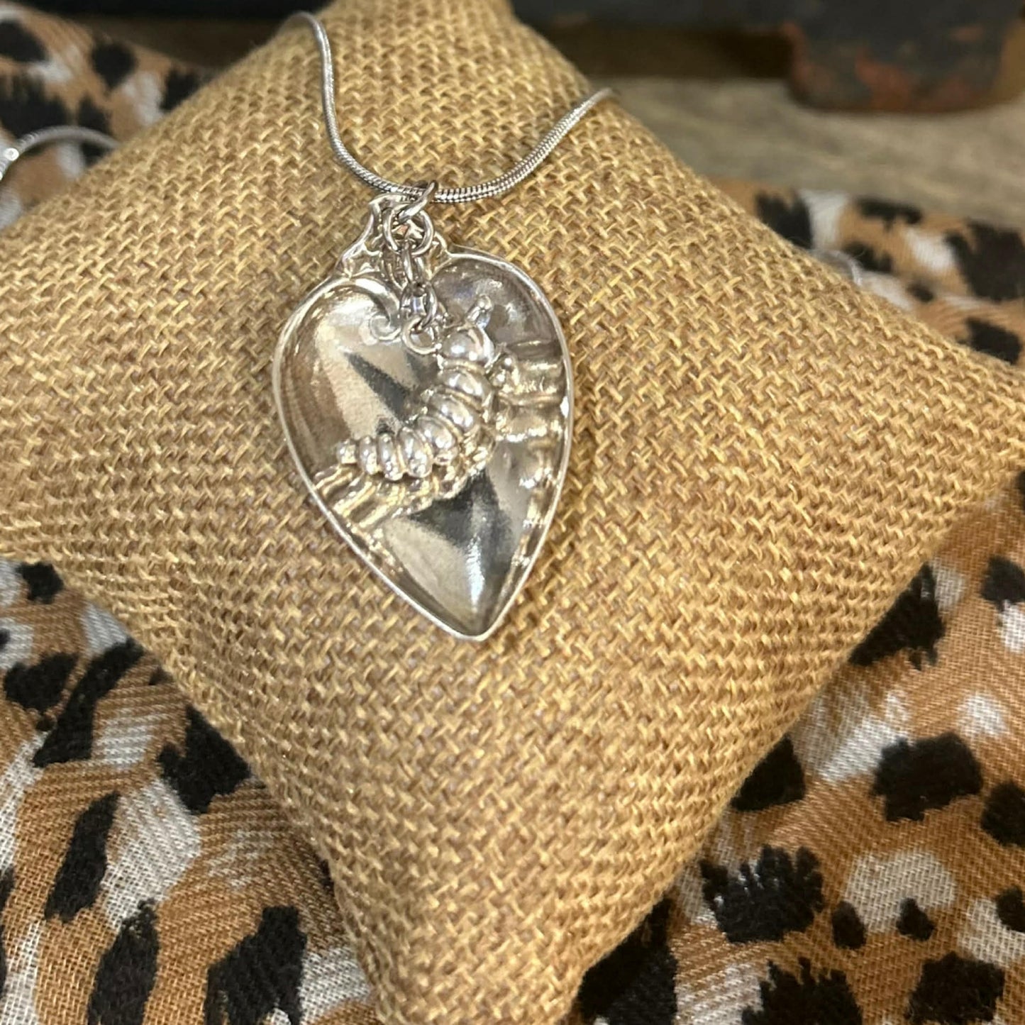 MOLLY MADE- Nature Inspired Leaf and Caterpillar Pendent Necklace