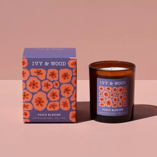 IVY & WOOD - Peach Blossom Scented Candle- Flora Collection