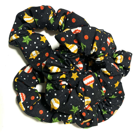MUMMA WHOOPEE - Regular “Baubles on Black” Christmas SCRUNCHIES