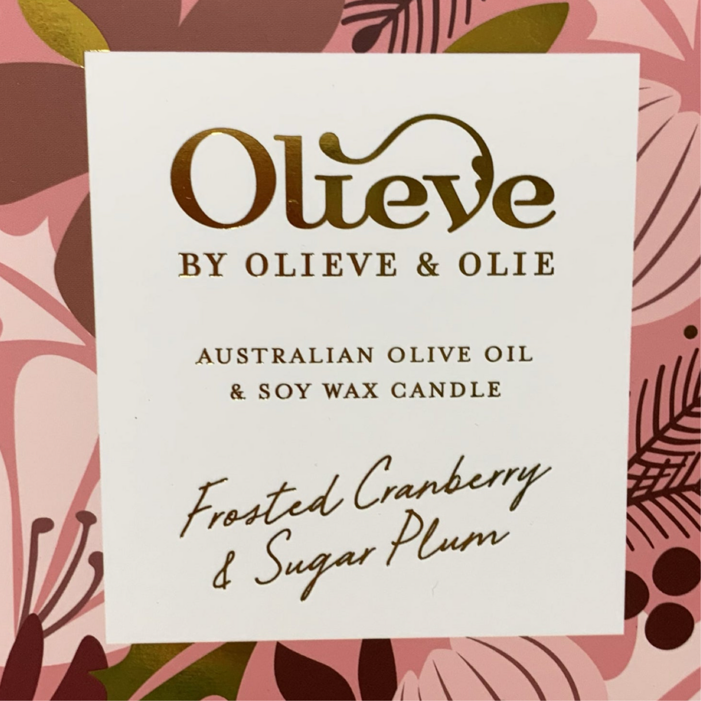 OLIEVE AND OLIE- Frosted Cranberry & Sugar Plum- Christmas Candle- Red