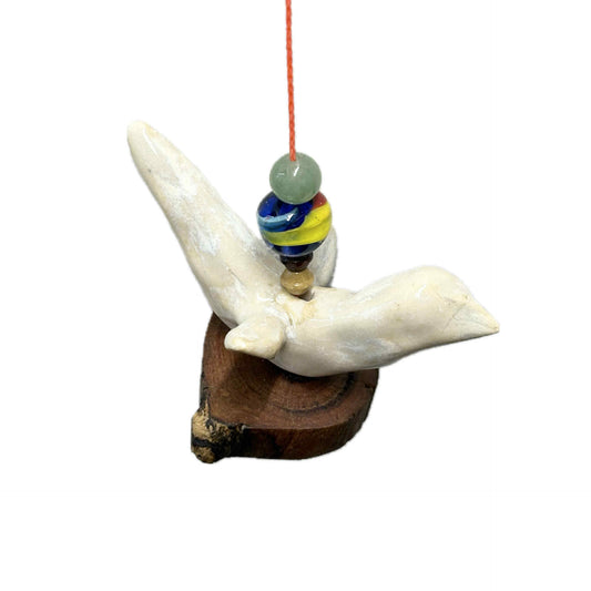 INSPIRED BY NATURE - Ceramic Bird Hanger – Rainbow Beads on Queensland Maple