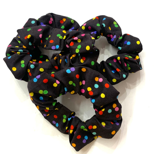 MUMMA WHOOPEE - "Black Confetti" REGULAR SCRUNCHIES