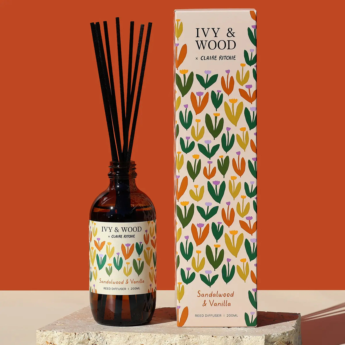 IVY & WOOD - Sandalwood & Vanilla Reed Diffuser - Bloom X Claire Ritche Limited Edition