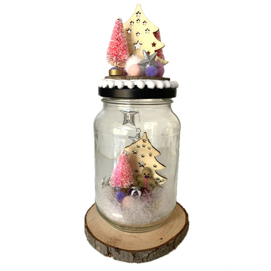 THIS BIRD HAS FLOWN- Christmas Jar Decoration- Medium Pink & Purple Scandi Tree