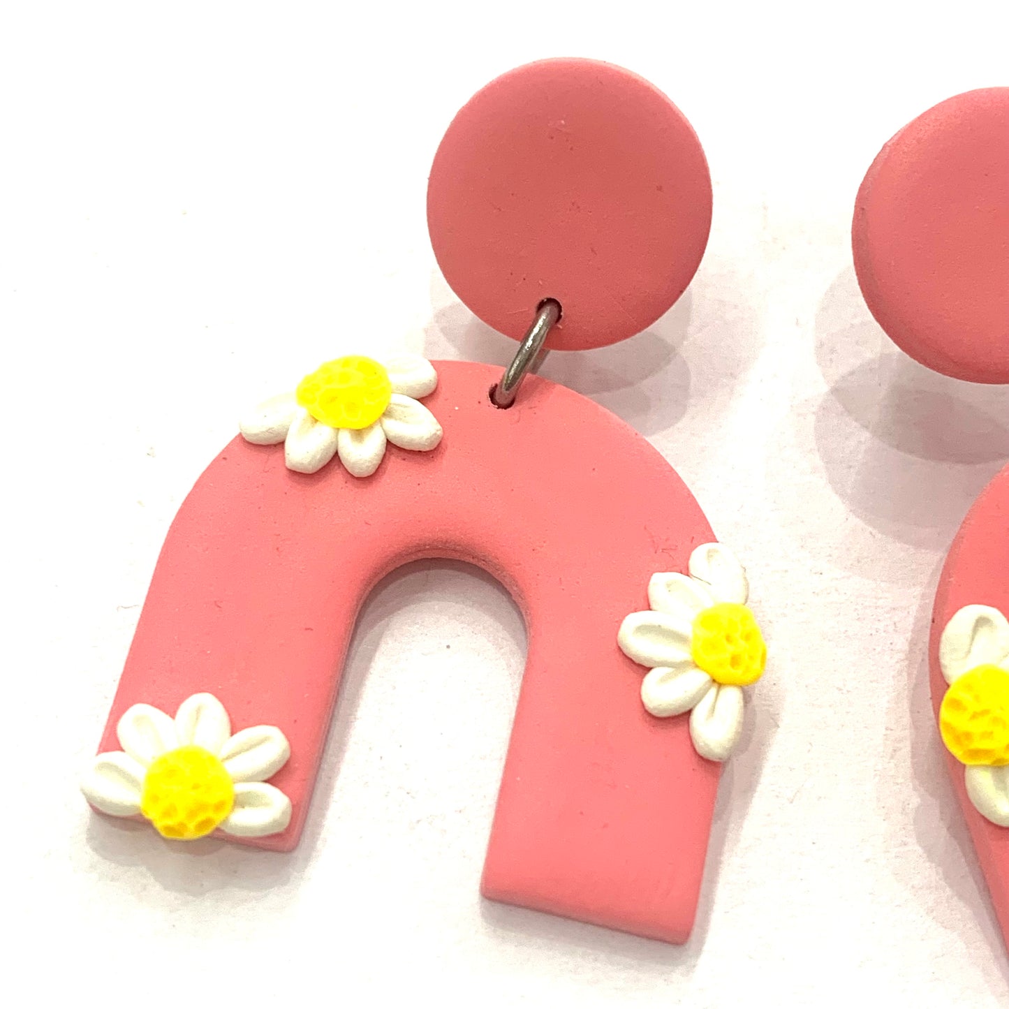 CRAFTED BY COURTNEY- Circle & Arch Dangles- Pink & Daisies