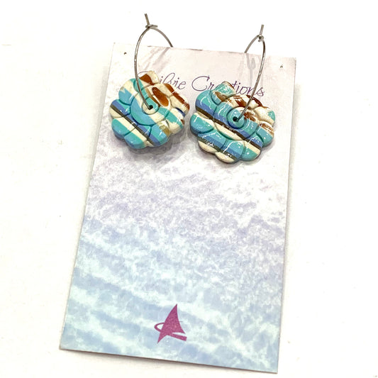 Sailvie Creations - Blue Shell Hoop Dangle Earrings