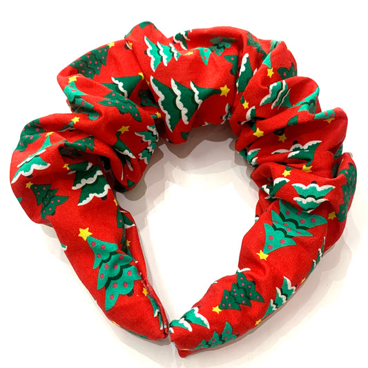 MAKIN WHOOPEE - BIG SCRUNCHIE CHRISTMAS HEADBANDS- Christmas Trees in Red