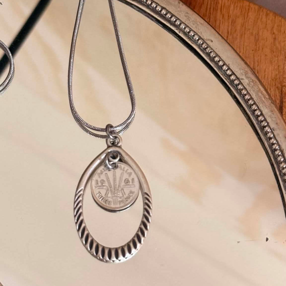 MOLLY MADE- Vintage 1961 Threepence Pendant Necklace