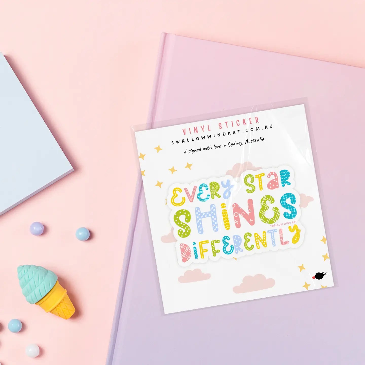 SWALLOW WIND ART - EVERY STAR SHINES DIFFERENTLY - VINYL STICKER