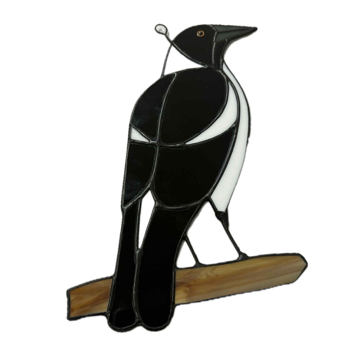 SWAN GLASS - SWOOP THE AUSTRALIAN MAGPIE - Stained Glass Ornament