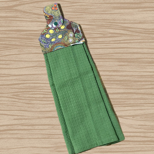 OH SEW ROSY: Hanging Towels - Budgerigar Dreaming (Warlukurlangu Fabric)